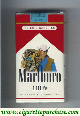 Marlboro with cowboy with lasso on the upper arm 100s cigarettes soft box